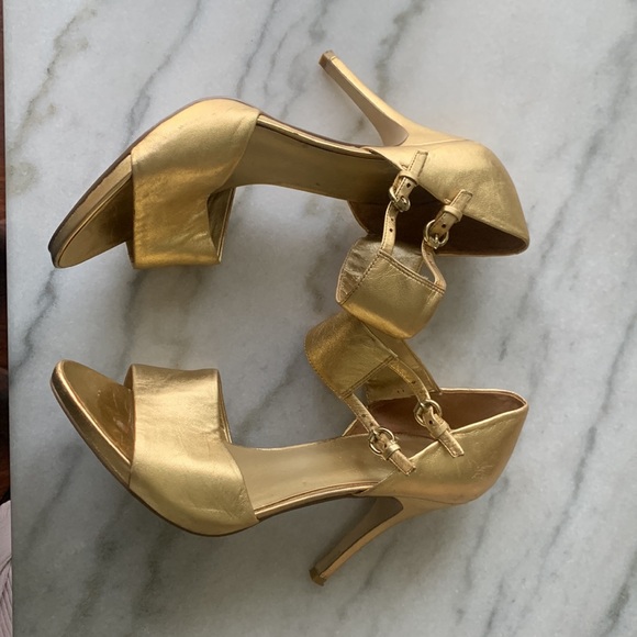 Nine West Womens Gold Strap Sandal Heels - Picture 3 of 5